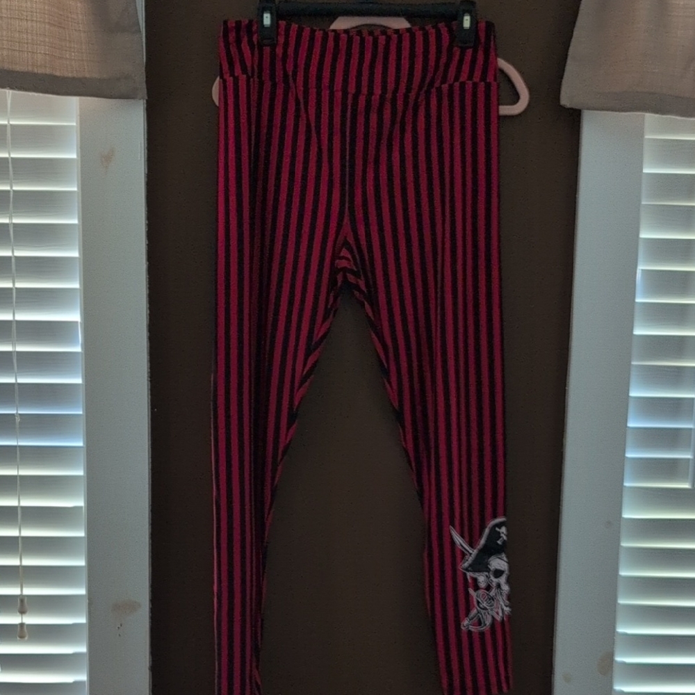 Striped Black and Red Women's Leggings